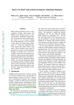 Deal or No Deal? End-to-End Learning for Negotiation Dialogues