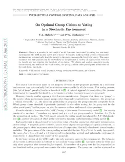 On Optimal Group Claims at Voting in a Stochastic Environment