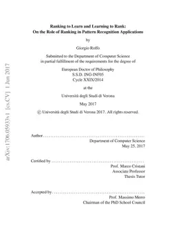 Ranking to Learn and Learning to Rank: On the Role of Ranking in Pattern
  Recognition Applications