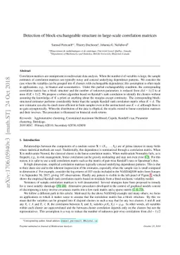 Detection of Block-Exchangeable Structure in Large-Scale Correlation
  Matrices
