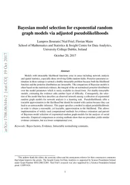 Bayesian model selection for exponential random graph models via
  adjusted pseudolikelihoods