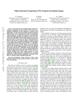 Object Detection Using Deep CNNs Trained on Synthetic Images