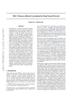 MEC: Memory-efficient Convolution for Deep Neural Network