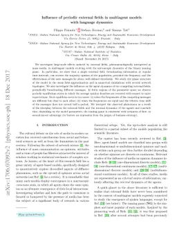 Influence of periodic external fields in multiagent models with language
  dynamics
