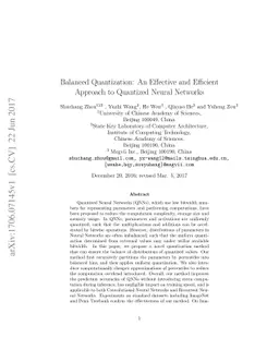 Balanced Quantization: An Effective and Efficient Approach to Quantized
  Neural Networks