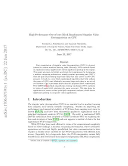 High-Performance Out-of-core Block Randomized Singular Value
  Decomposition on GPU
