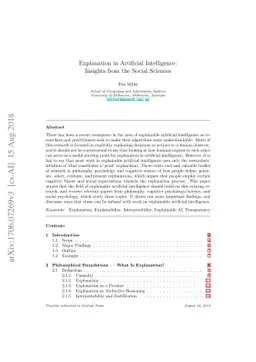 Explanation in Artificial Intelligence: Insights from the Social
  Sciences