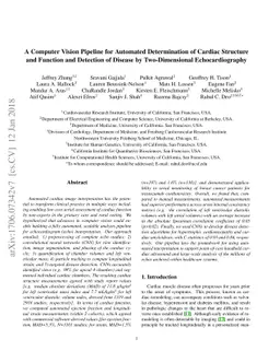A Computer Vision Pipeline for Automated Determination of Cardiac
  Structure and Function and Detection of Disease by Two-Dimensional
  Echocardiography