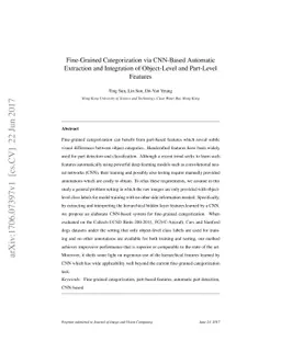 Fine-Grained Categorization via CNN-Based Automatic Extraction and
  Integration of Object-Level and Part-Level Features