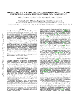 Personalized Acoustic Modeling by Weakly Supervised Multi-Task Deep
  Learning using Acoustic Tokens Discovered from Unlabeled Data