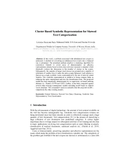 Cluster Based Symbolic Representation for Skewed Text Categorization