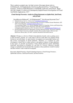 Cloud Storage Forensics: Analysis of Data Remnants on SpiderOak,
  JustCloud, and pCloud