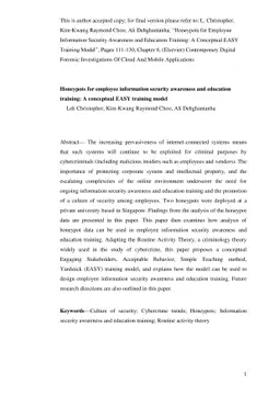 Honeypots for employee information security awareness and education
  training: A conceptual EASY training model