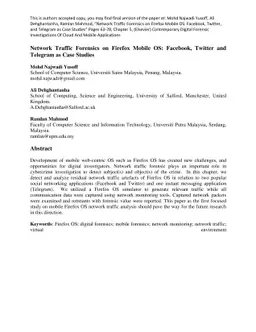 Network Traffic Forensics on Firefox Mobile OS: Facebook, Twitter and
  Telegram as Case Studies
