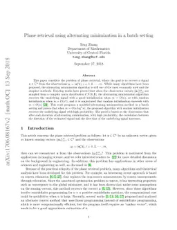 Phase retrieval using alternating minimization in a batch setting