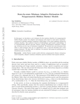 State-by-state Minimax Adaptive Estimation for Nonparametric Hidden
  Markov Models