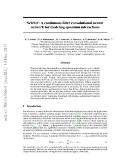 SchNet: A continuous-filter convolutional neural network for modeling
  quantum interactions
