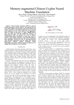 Memory-augmented Chinese-Uyghur Neural Machine Translation