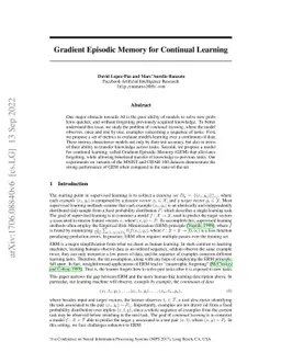 Gradient Episodic Memory for Continual Learning
