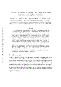 Invariant components of synergy, redundancy, and unique information
  among three variables