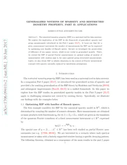 Generalized notions of sparsity and restricted isometry property. Part
  II: Applications