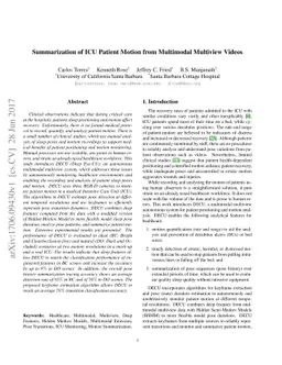 Summarization of ICU Patient Motion from Multimodal Multiview Videos