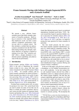 Frame-Semantic Parsing with Softmax-Margin Segmental RNNs and a
  Syntactic Scaffold
