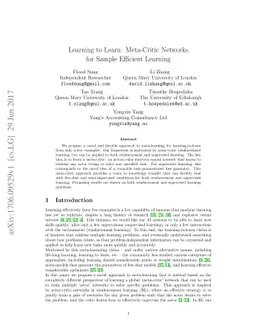 Learning to Learn: Meta-Critic Networks for Sample Efficient Learning