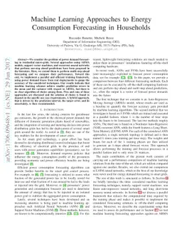 Machine Learning Approaches to Energy Consumption Forecasting in
  Households