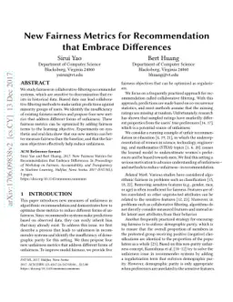 New Fairness Metrics for Recommendation that Embrace Differences