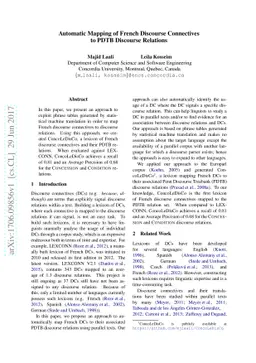 Automatic Mapping of French Discourse Connectives to PDTB Discourse
  Relations