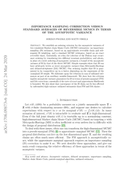 Importance sampling correction versus standard averages of reversible
  MCMCs in terms of the asymptotic variance