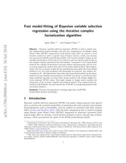 Fast model-fitting of Bayesian variable selection regression using the
  iterative complex factorization algorithm