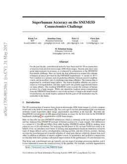 Superhuman Accuracy on the SNEMI3D Connectomics Challenge