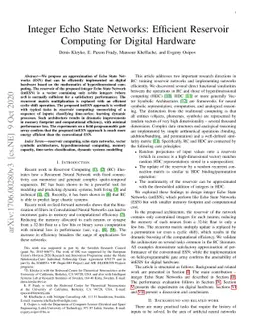 Integer Echo State Networks: Efficient Reservoir Computing for Digital
  Hardware