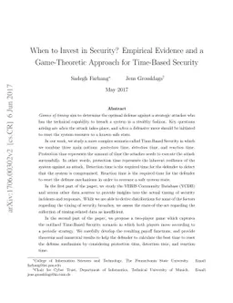 When to Invest in Security? Empirical Evidence and a Game-Theoretic
  Approach for Time-Based Security