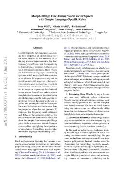 Morph-fitting: Fine-Tuning Word Vector Spaces with Simple
  Language-Specific Rules