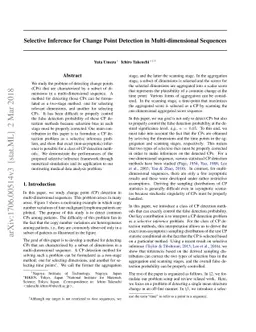 Selective Inference for Change Point Detection in Multi-dimensional
  Sequences