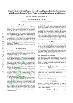 Attentive Convolutional Neural Network based Speech Emotion Recognition:
  A Study on the Impact of Input Features, Signal Length, and Acted Speech