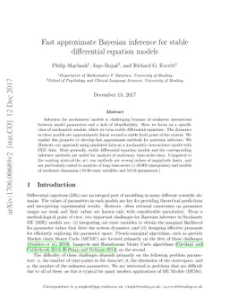 Fast approximate Bayesian inference for stable differential equation
  models