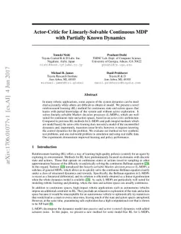 Actor-Critic for Linearly-Solvable Continuous MDP with Partially Known
  Dynamics