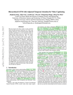 Hierarchical LSTM with Adjusted Temporal Attention for Video Captioning