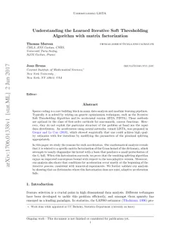 Understanding the Learned Iterative Soft Thresholding Algorithm with
  matrix factorization
