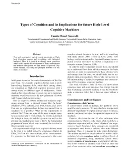 Types of Cognition and its Implications for future High-Level Cognitive
  Machines