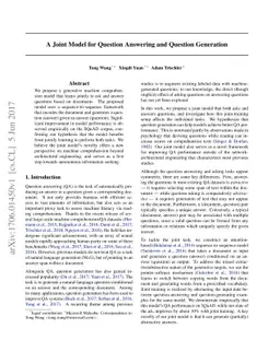 A Joint Model for Question Answering and Question Generation