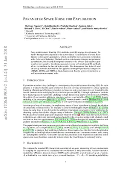 Parameter Space Noise for Exploration