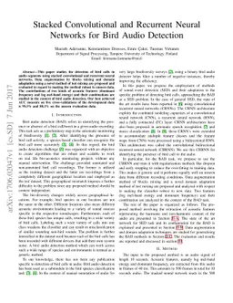 Stacked Convolutional and Recurrent Neural Networks for Bird Audio
  Detection