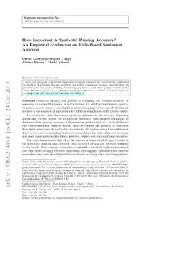How Important is Syntactic Parsing Accuracy? An Empirical Evaluation on
  Rule-Based Sentiment Analysis