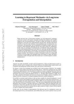 Learning to Represent Mechanics via Long-term Extrapolation and
  Interpolation