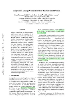 Insights into Analogy Completion from the Biomedical Domain